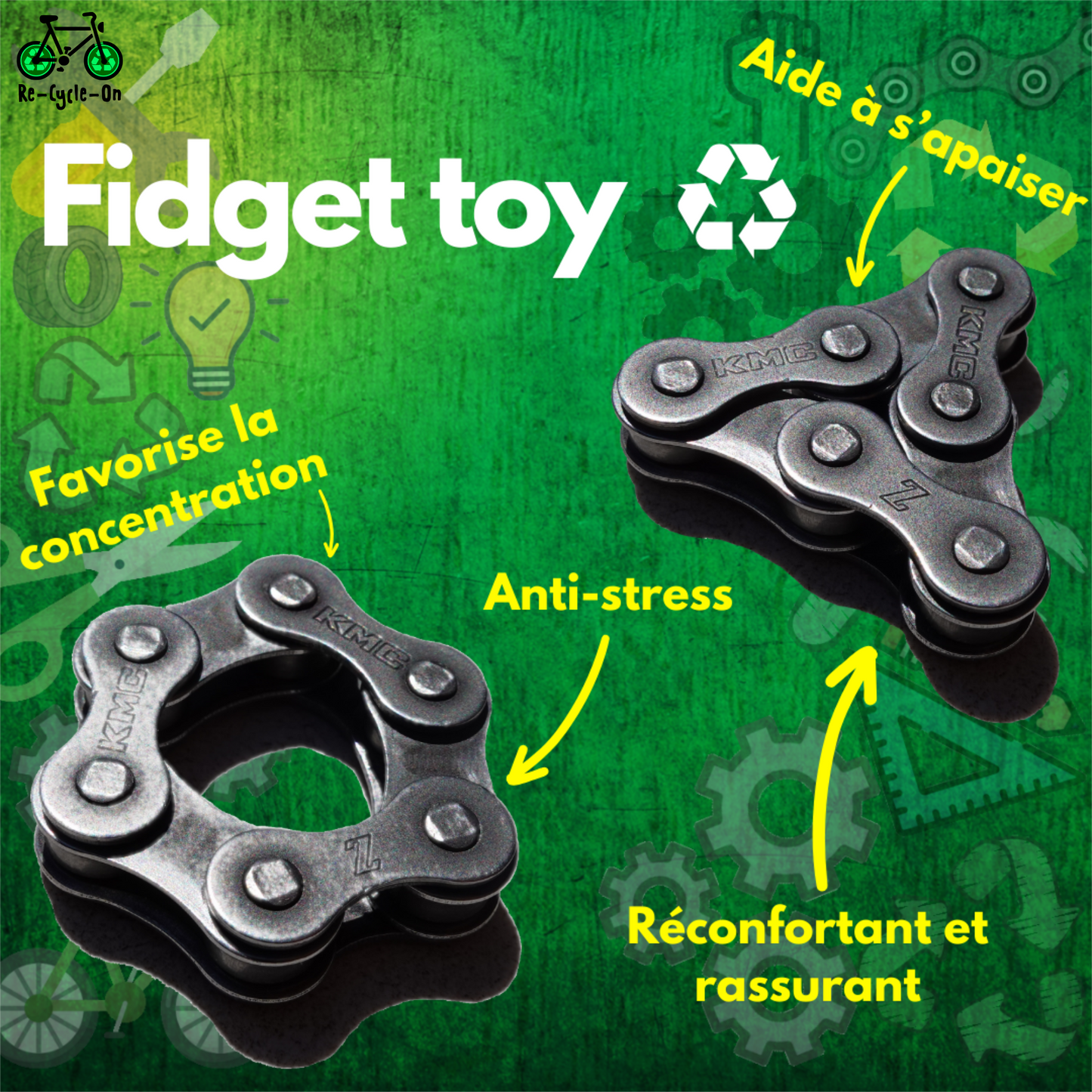 Fidget chaîne de vélo 6 maillons