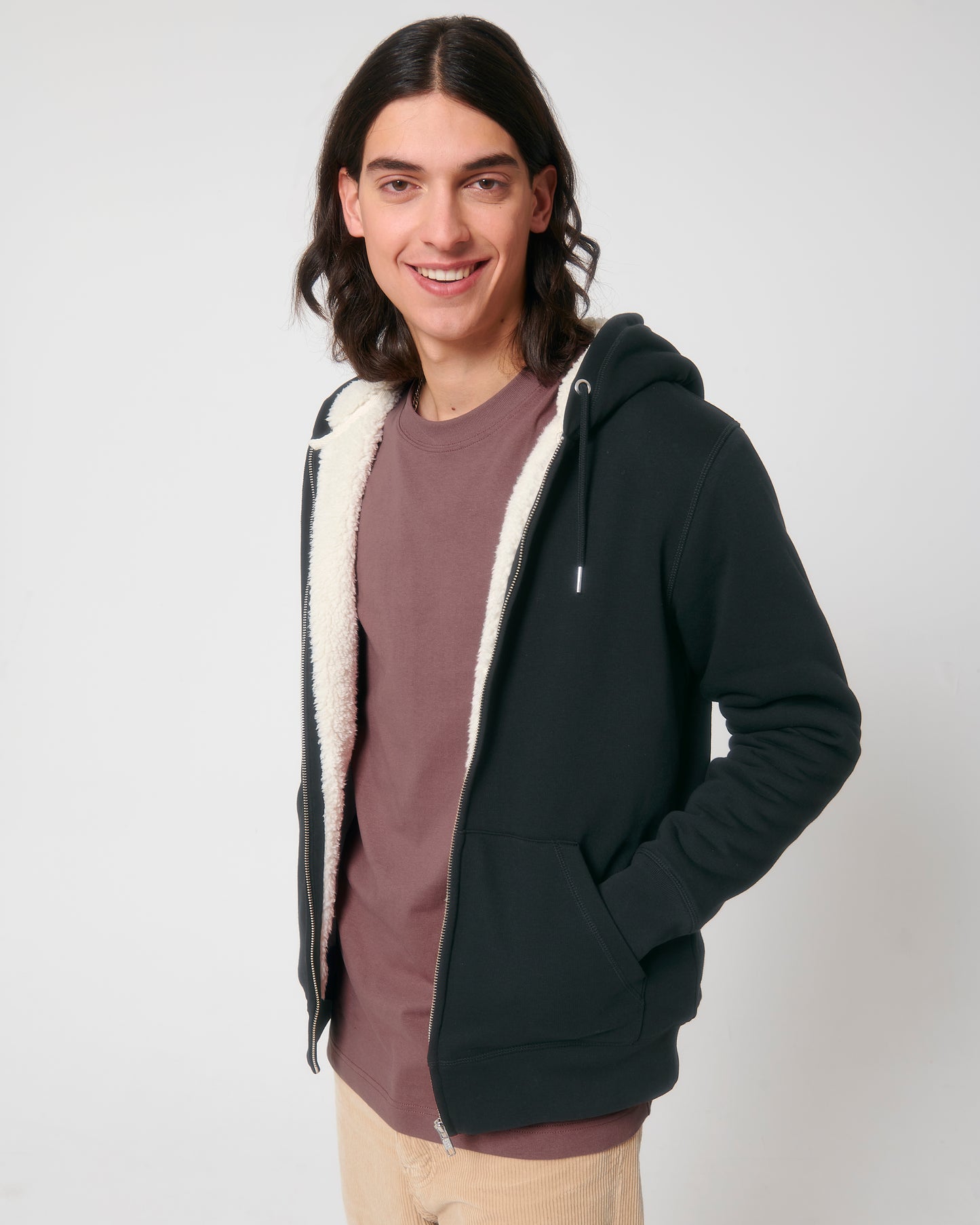 Sweat capuche avec fermeture Hygger Sherpa Noir