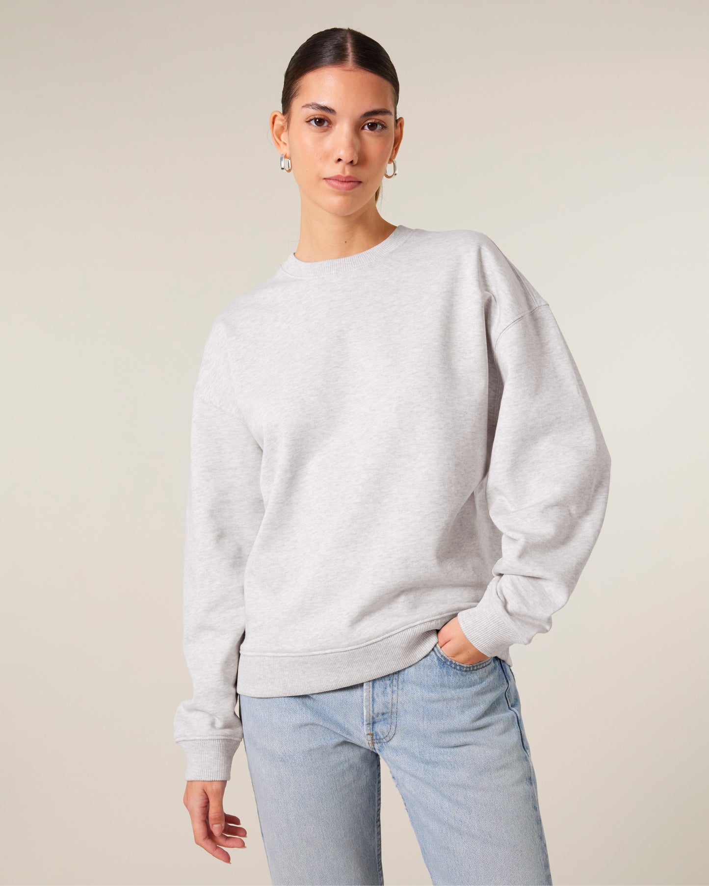 Sweat col rond oversize Radder 2.0 Gris chiné clair