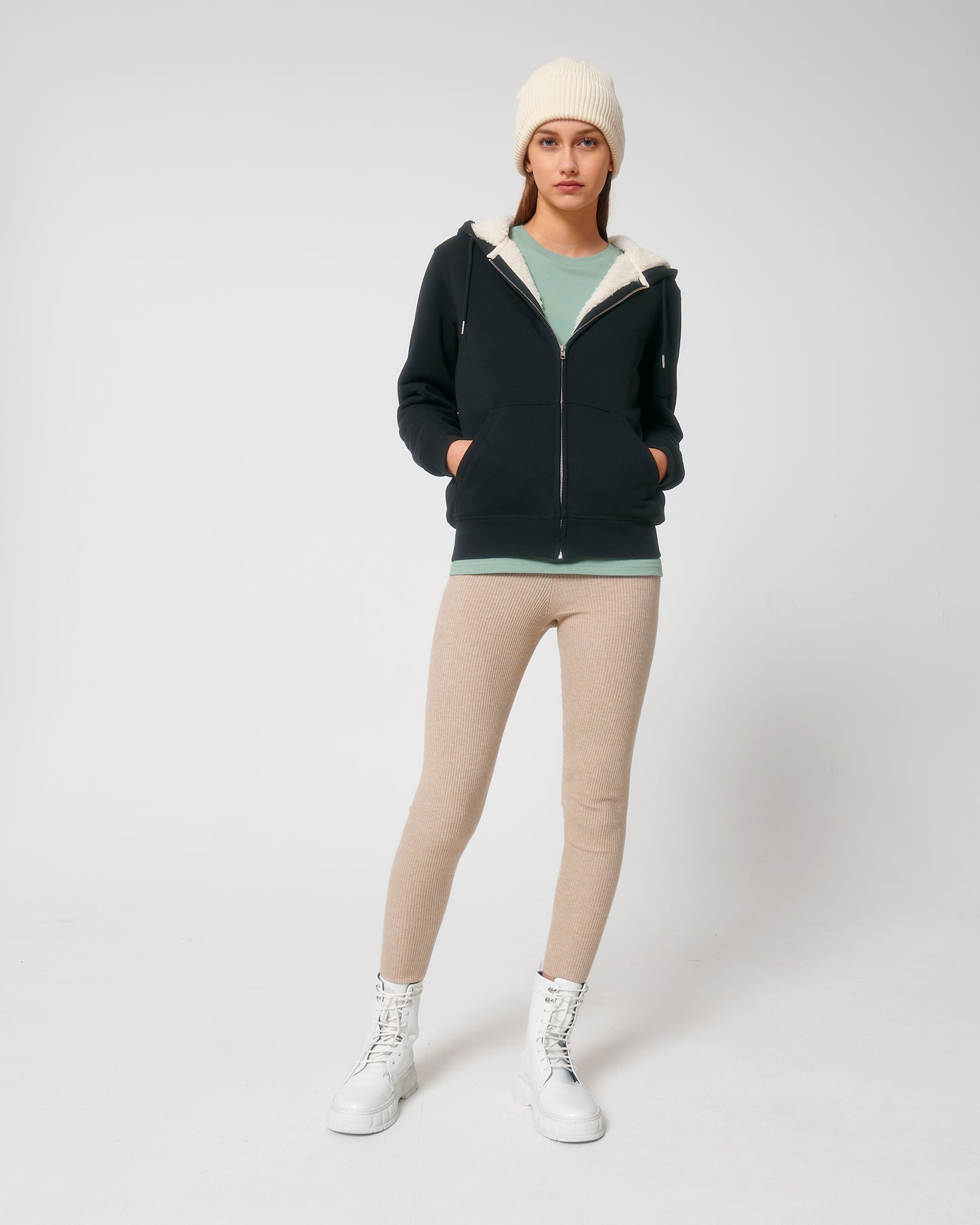 Sweat capuche avec fermeture Hygger Sherpa Noir