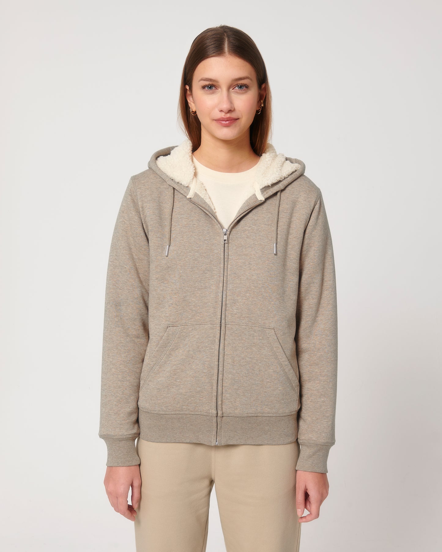 Sweat capuche avec fermeture Hygger Sherpa Sable