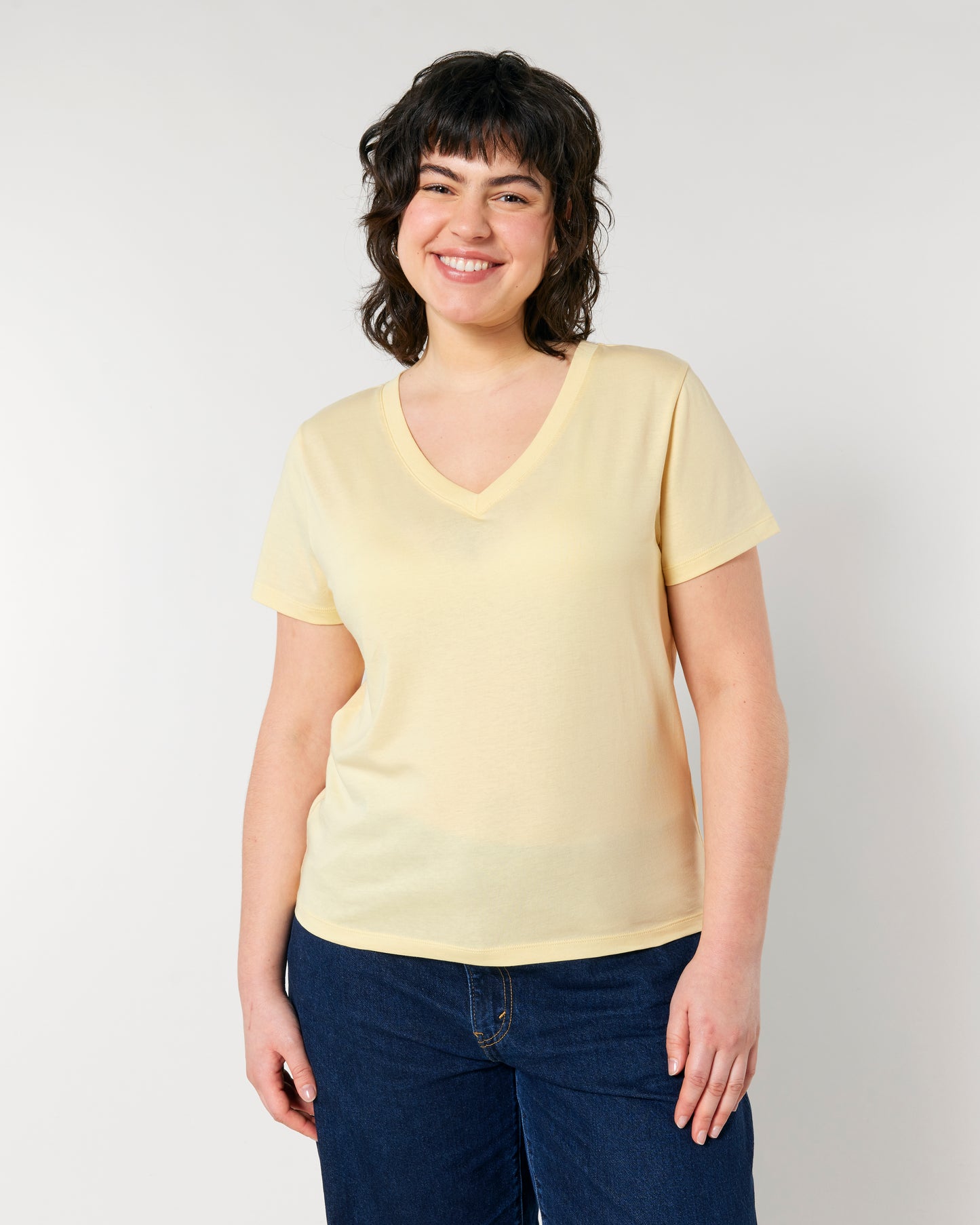 T-shirt femme col V Stella Isla Butter