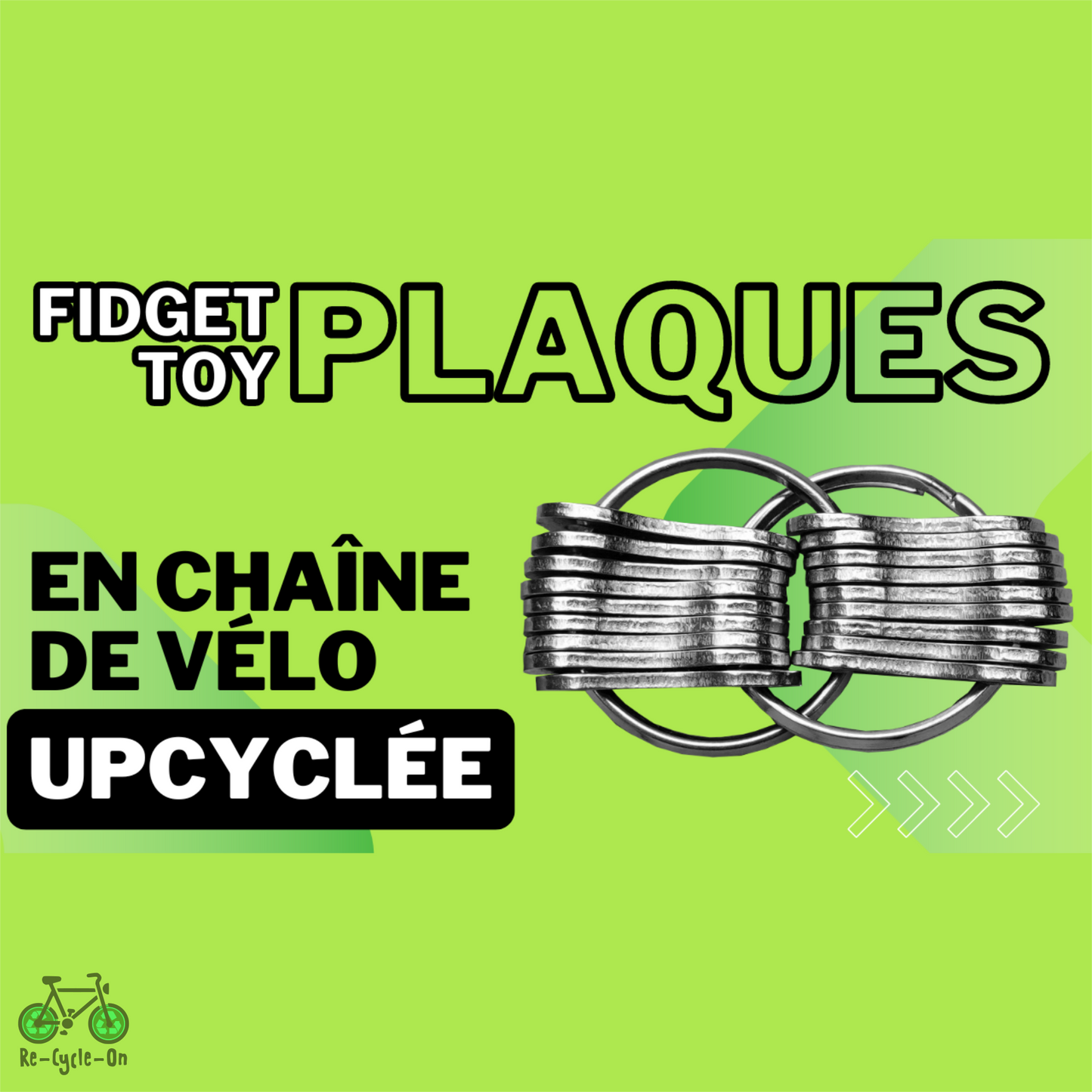 Fidget plaques de chaîne de vélo + 2 anneaux