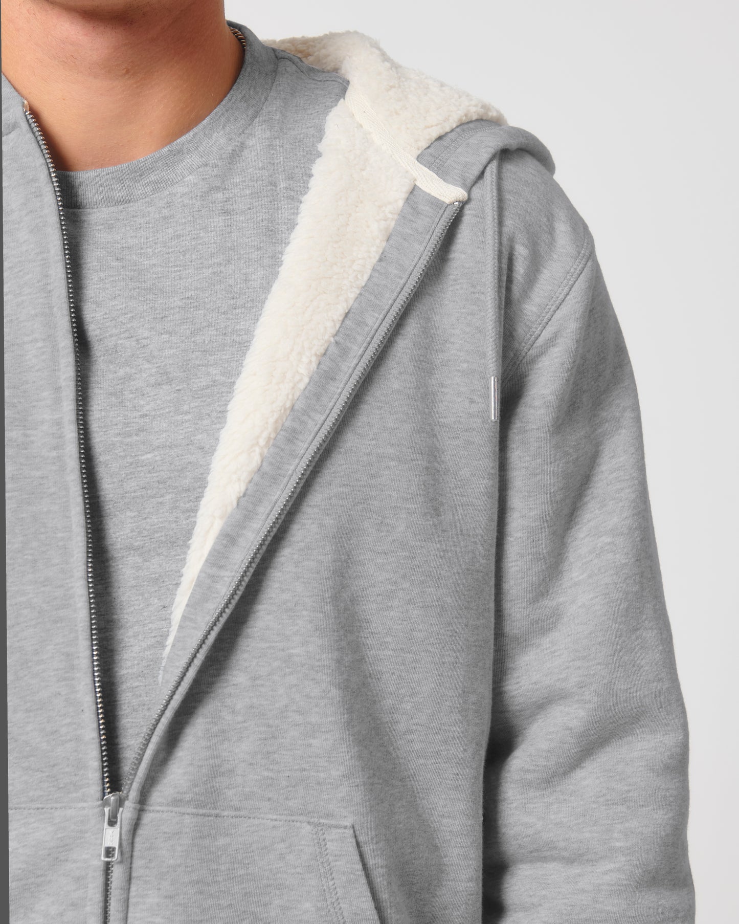 Sweat capuche avec fermeture Hygger Sherpa Gris clair