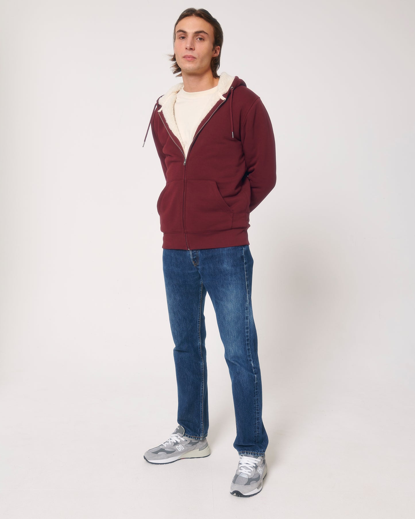 Sweat capuche avec fermeture Hygger Sherpa Rouge