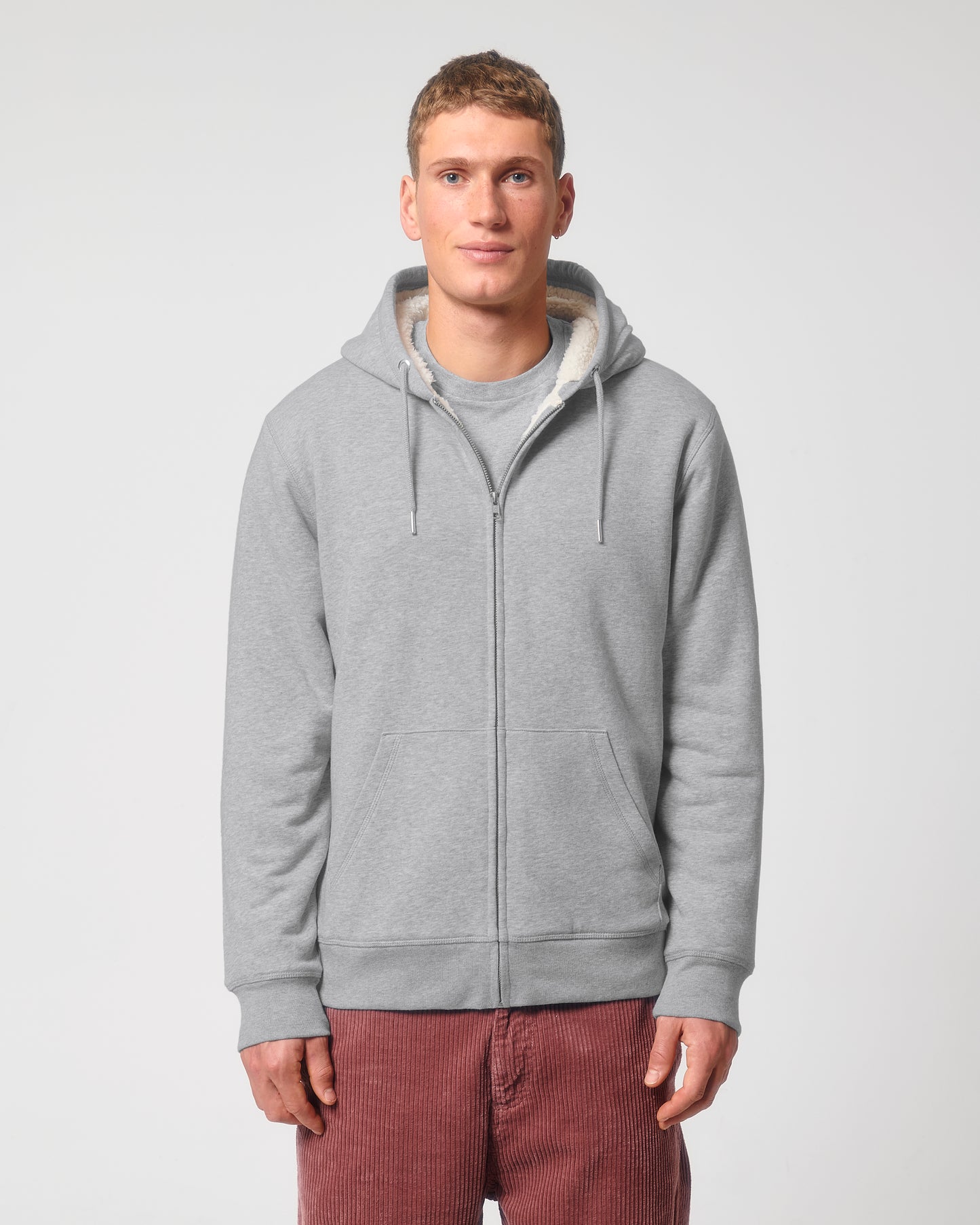 Sweat capuche avec fermeture Hygger Sherpa Gris clair