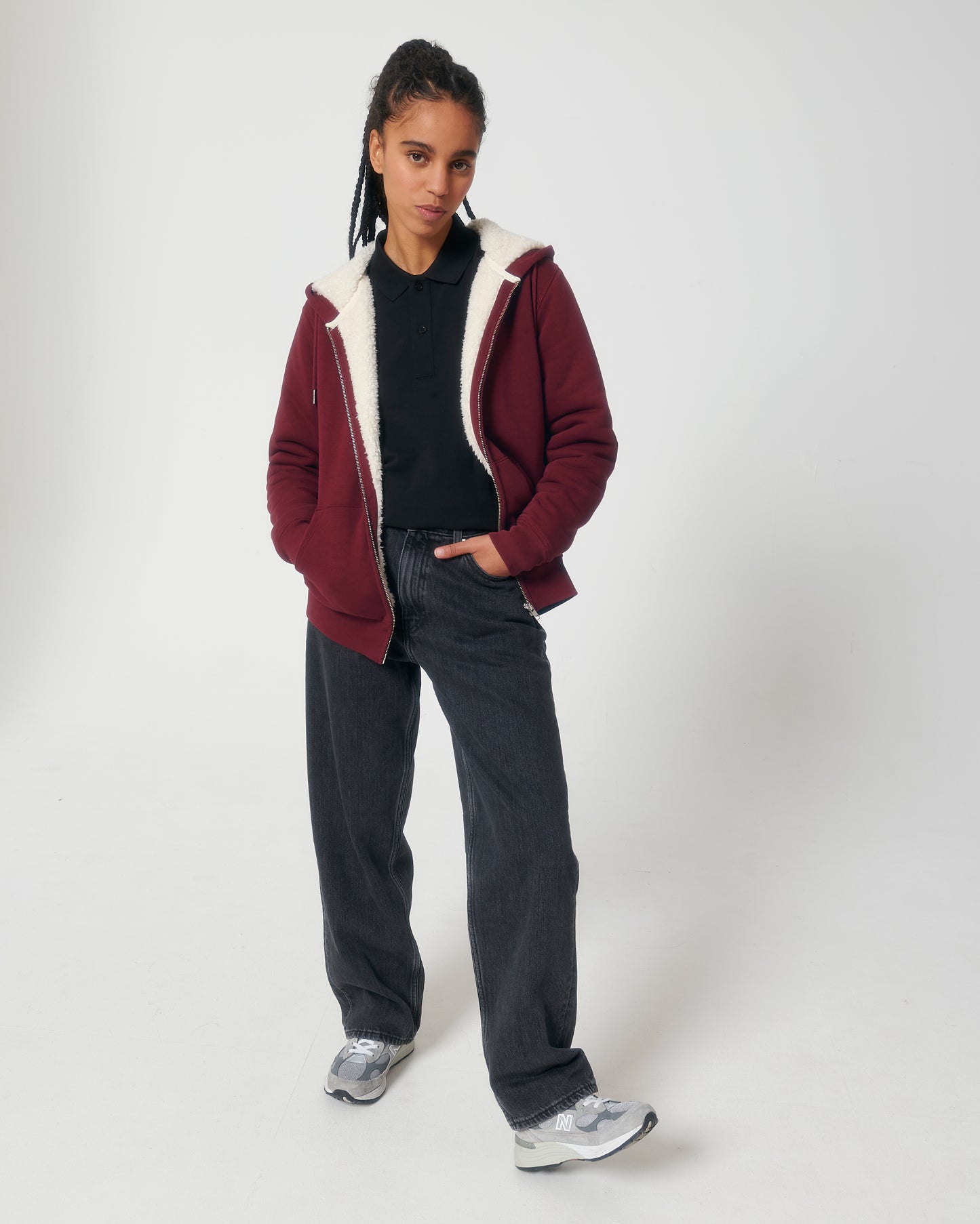 Sweat capuche avec fermeture Hygger Sherpa Rouge