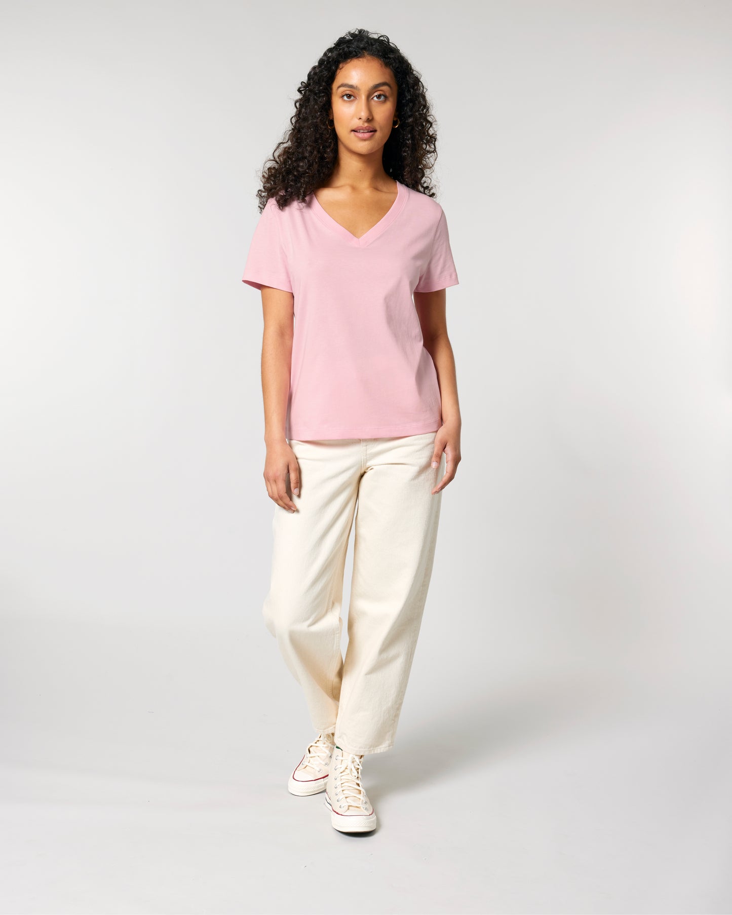 T-shirt femme col V Stella Isla Rose coton