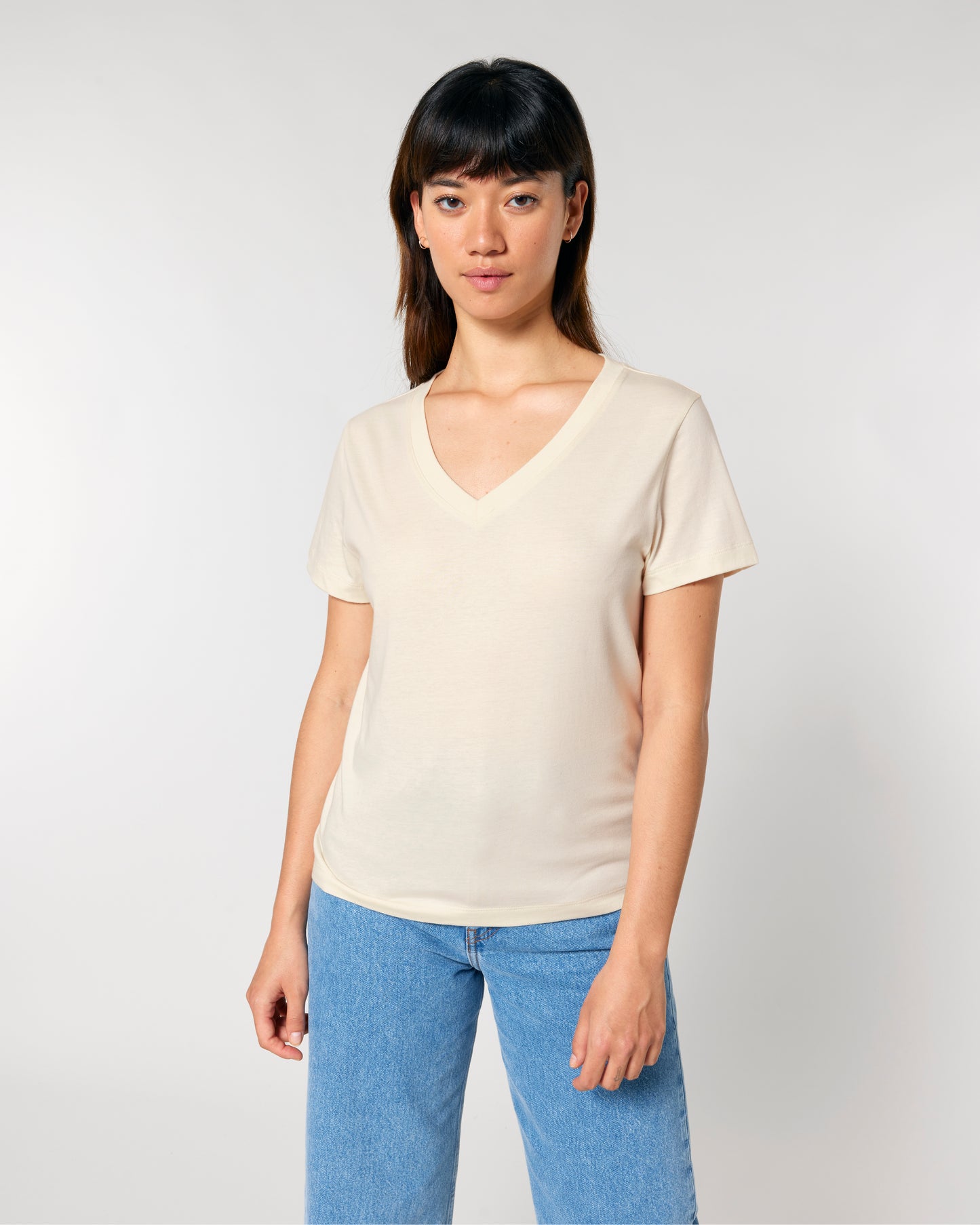 T-shirt femme col V Stella Isla Blanc naturel