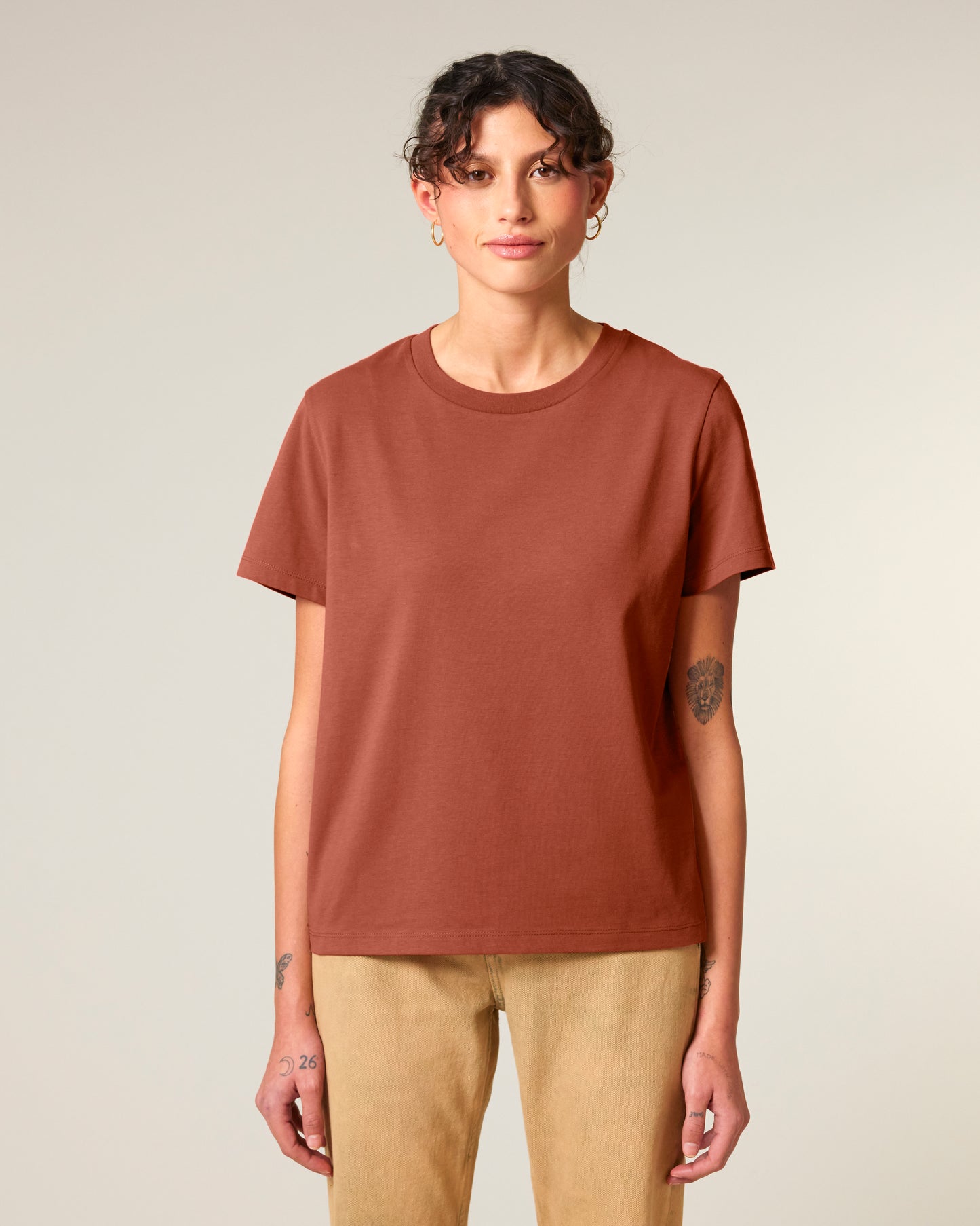 T-shirt femme col rond Stella Muser Marron héritage