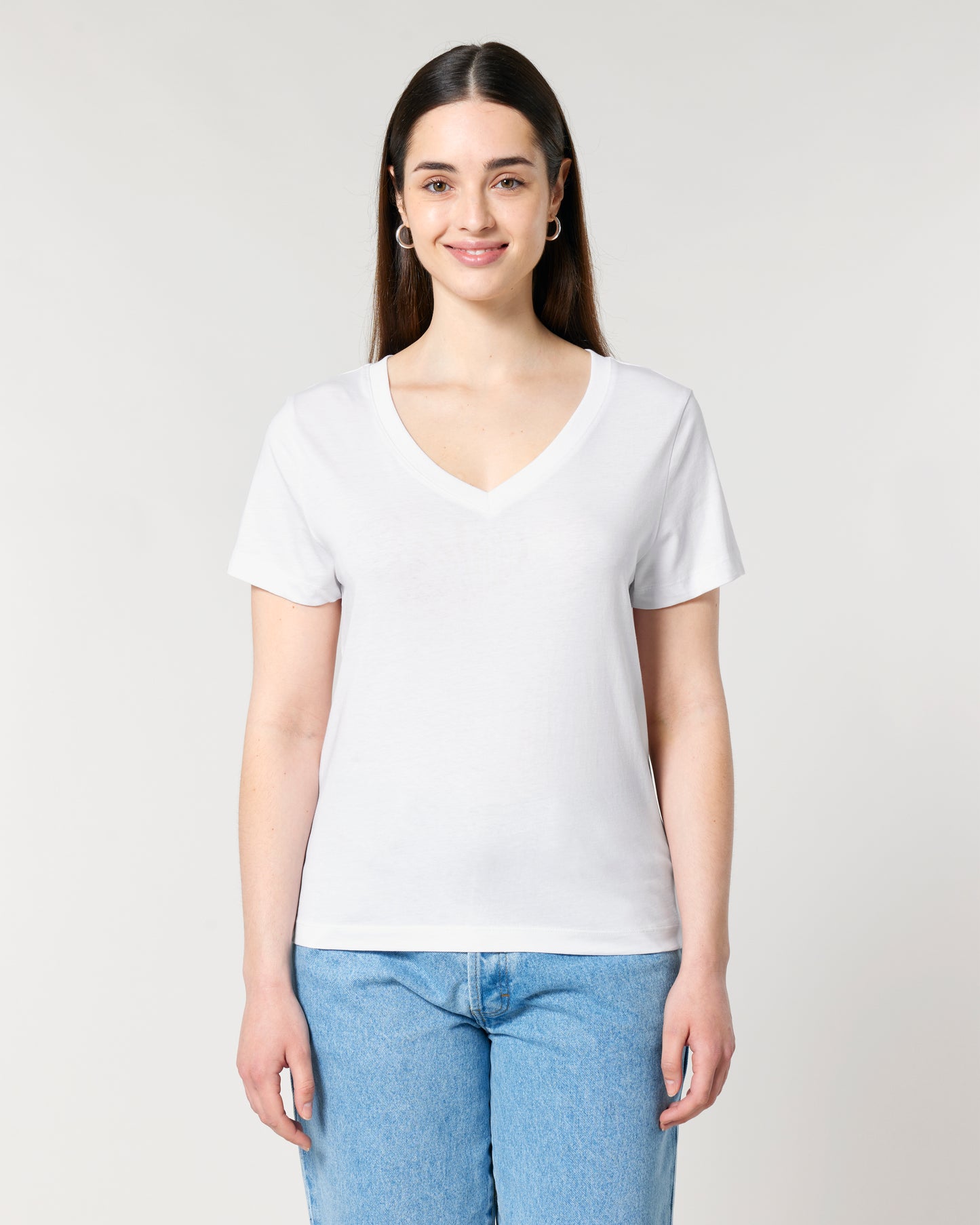 T-shirt femme col V Stella Isla Blanc