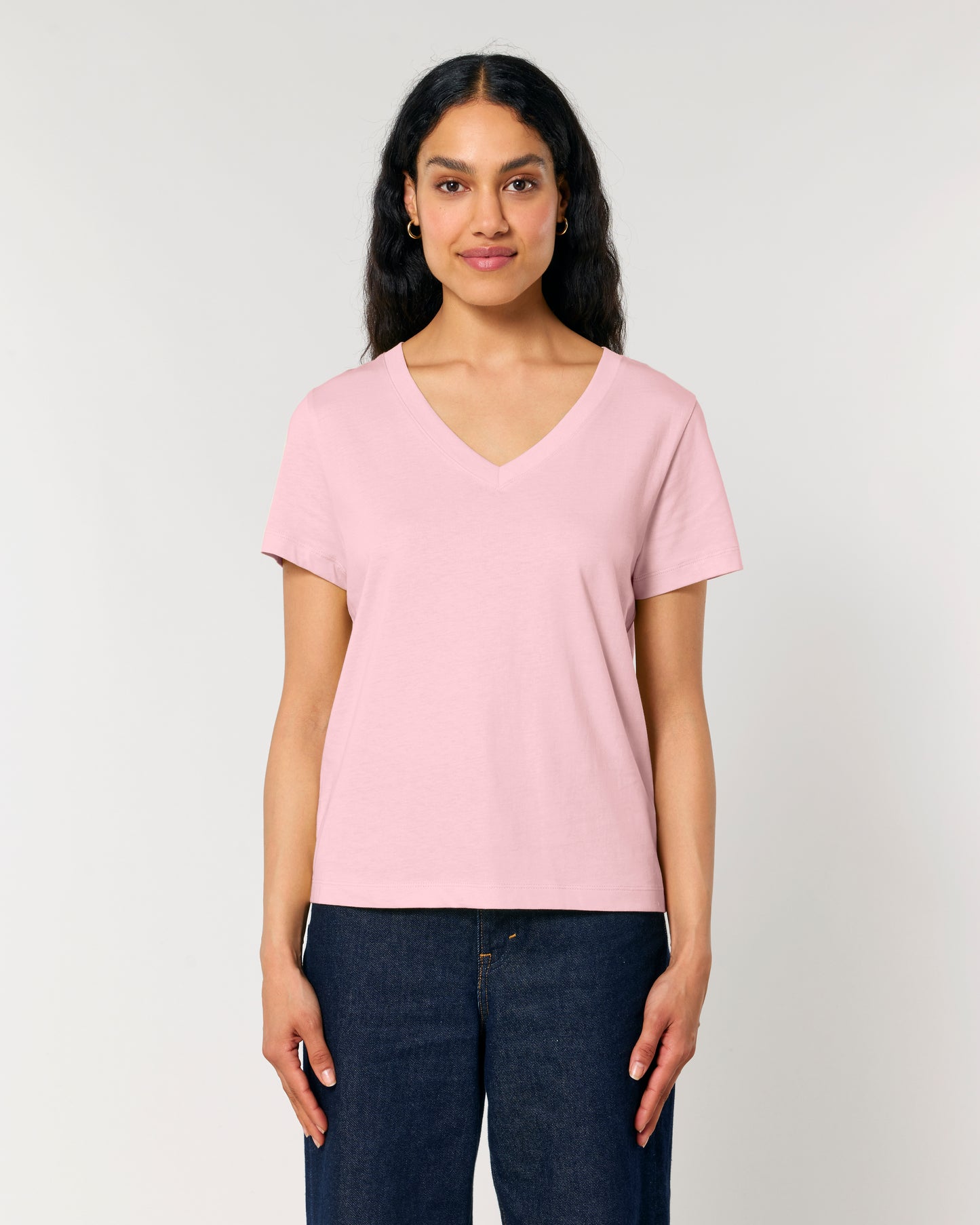 T-shirt femme col V Stella Isla Rose coton